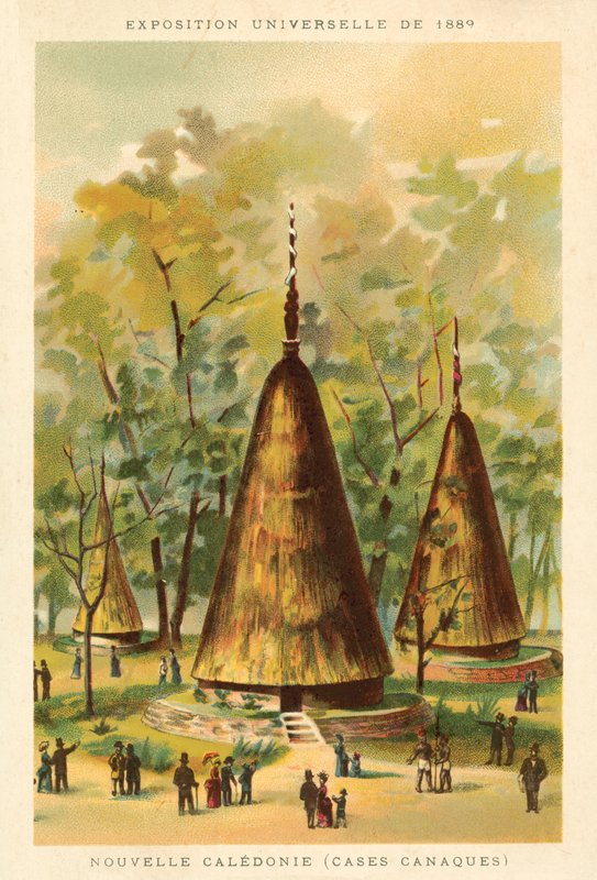 Nouvelle-Calédonie (huttes kanak), Exposition Universelle 1889, Paris - French School