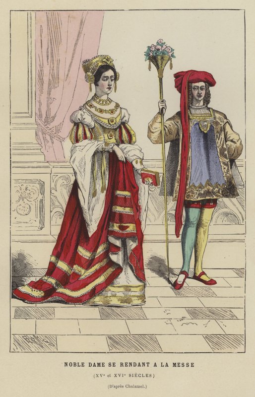 Noble allant à la messe, 15ème ou 16ème siècle - French School