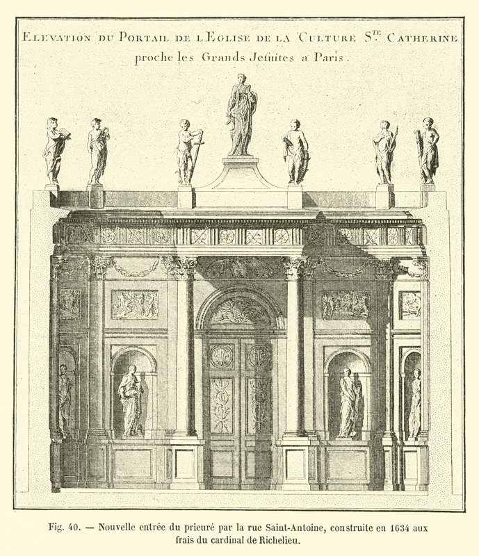 Nouvelle entrée du prieuré par la rue Saint-Antoine, construite en 1634 aux frais du cardinal de Richelieu - French School
