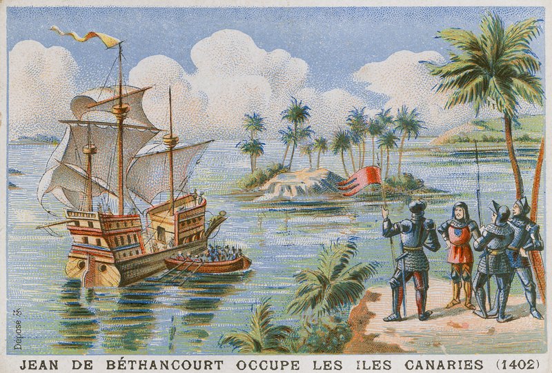 Occupation des îles Canaries par Jean de Béthencourt, 1402 - French School