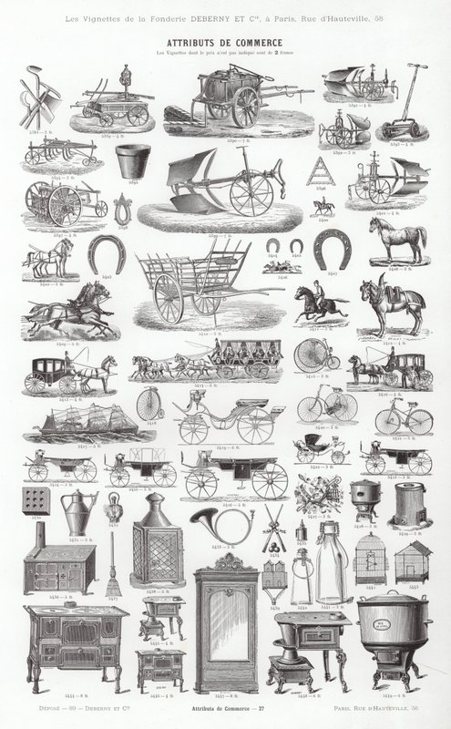 Page de Vignettes Typographiques (gravure) - French School
