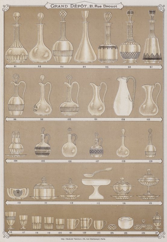 Page du catalogue du Grand Dépôt de Porcelaines, Faïences et Verreries - French School