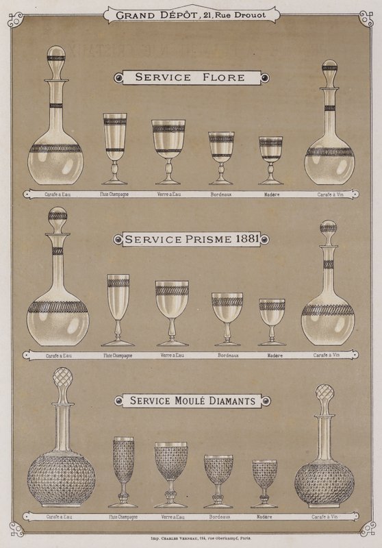 Page du catalogue du Grand Dépôt de Porcelaines, Faïences et Verreries - French School