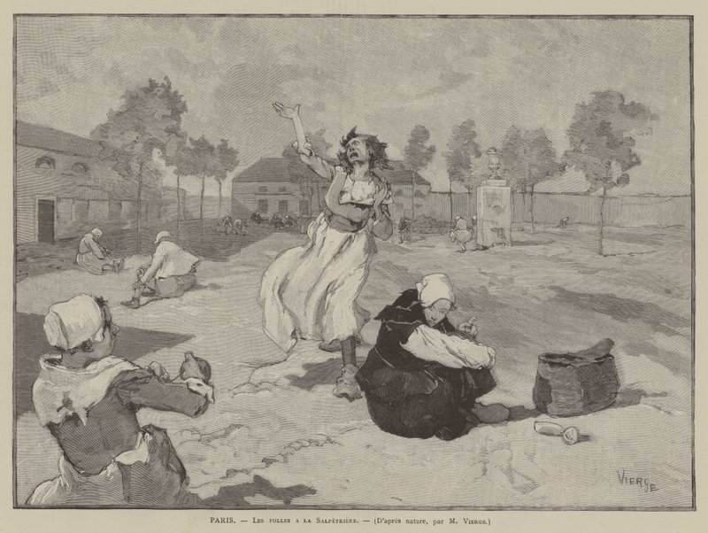 Paris, Les folles a la Salpetriere (engraving) - French School