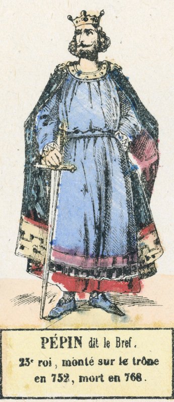 Pépin dit le Bref, 23e roi, monte sur le trône en 752, mort en 768 - French School
