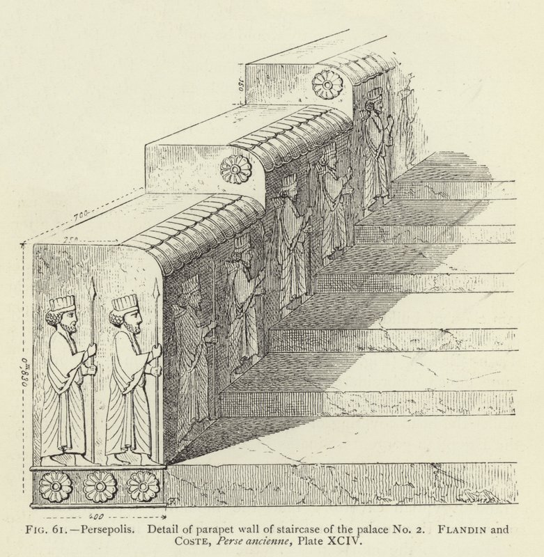 Persépolis, Détail du parapet du mur de l