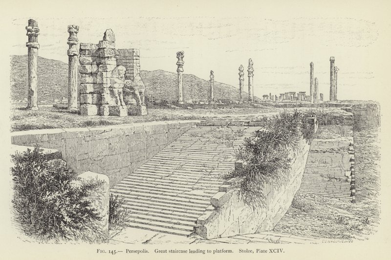 Persépolis, grand escalier menant à la plateforme - French School