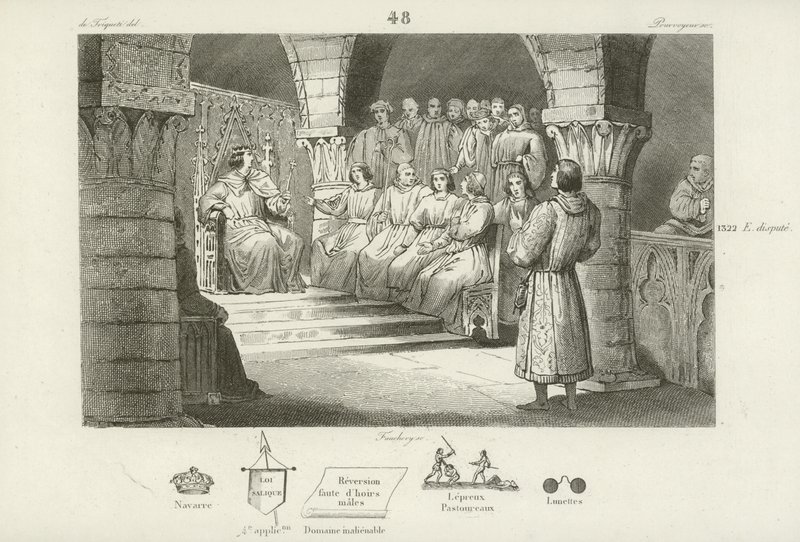 Philippe V de France et les États généraux rejettent la revendication au trône de Jeanne II de Navarre, vers 1317 - French School