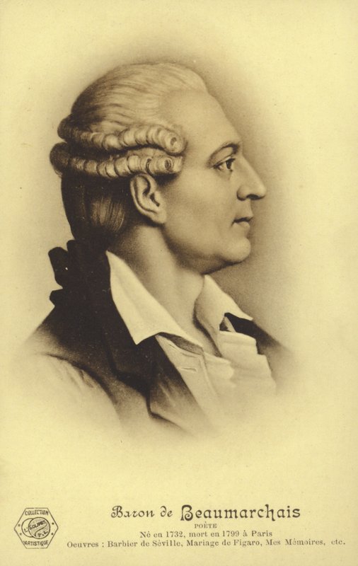 Pierre Beaumarchais (1732-1799), dramaturge français (lithographie) - French School