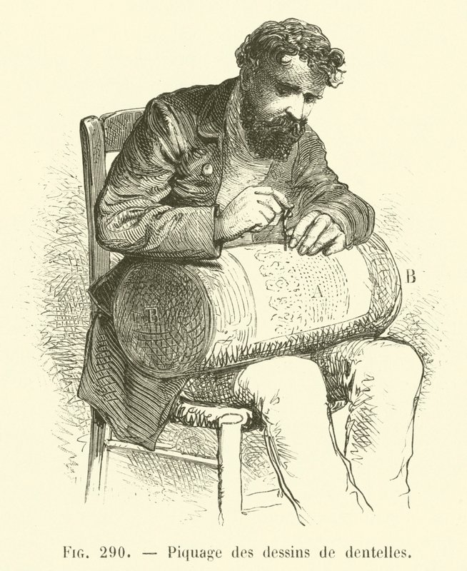 Piquage des dessins de dentelles - French School