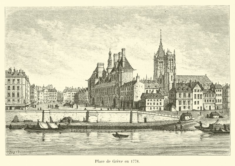 Place de Grève en 1778 - French School