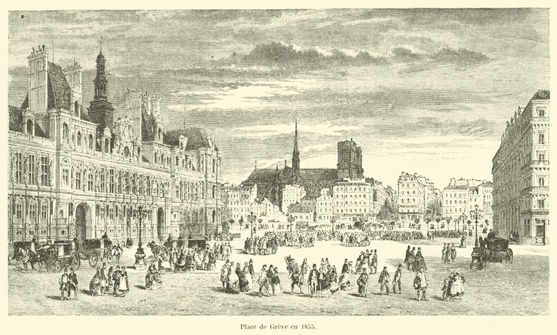 Place de Grève en 1855 - French School