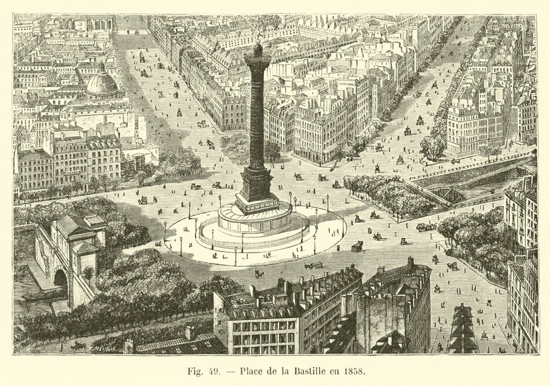 Place de la Bastille en 1858 - French School