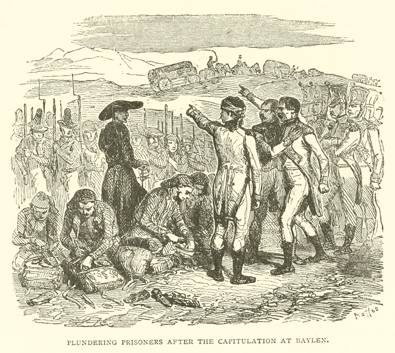Pillage des prisonniers après la capitulation à Baylen (gravure) - French School