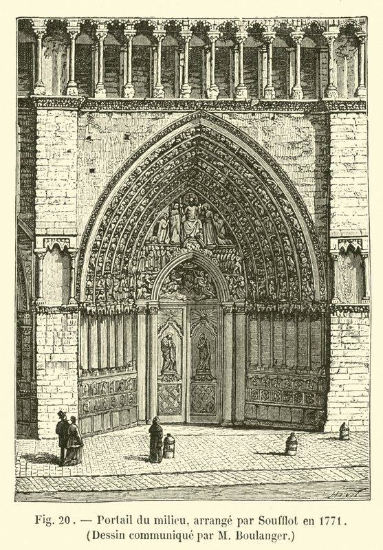 Portail du milieu, arrangé par Soufflot en 1771 - French School