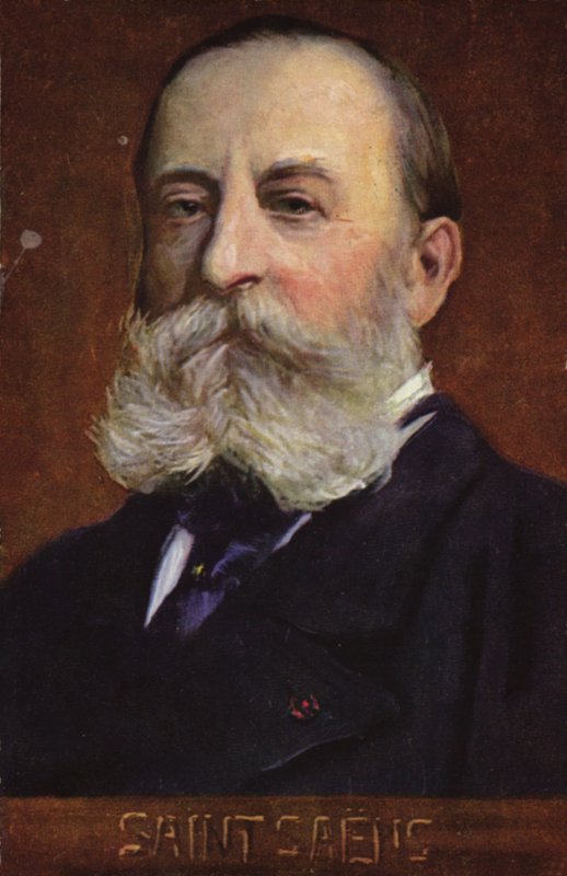 Portrait of Camille Saint-Saens (colour litho) - French School