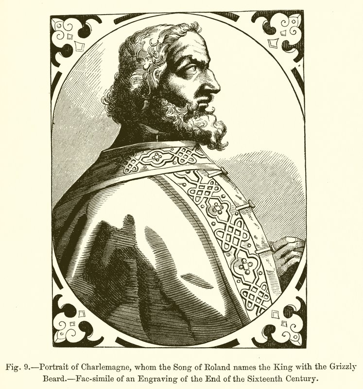 Portrait de Charlemagne, que la Chanson de Roland nomme le roi à la barbe grise - French School