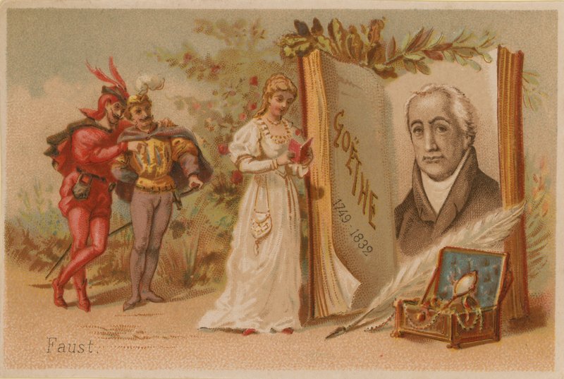 Portrait de Goethe et scène de Faust - French School