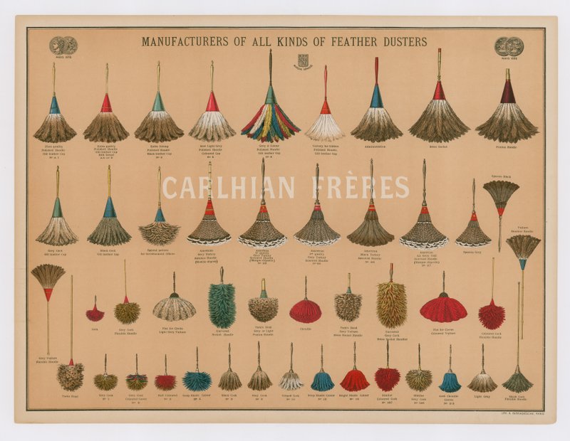 Affiche publicitaire pour toutes sortes de plumeaux - French School