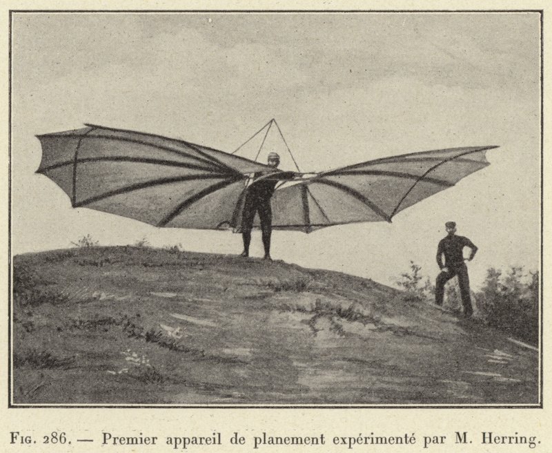 Premier appareil de planement expérimenté par M. Herring - French School