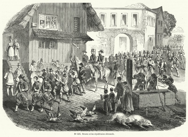 Procession de Gustav Struve et des républicains allemands, Révolution de 1848 - French School