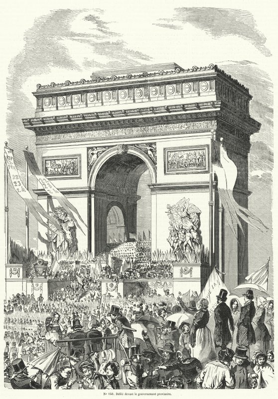 Procession passant devant le Gouvernement provisoire français à l
