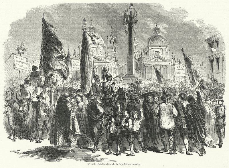 Proclamation de la République romaine, Italie, 9 février 1849 - French School