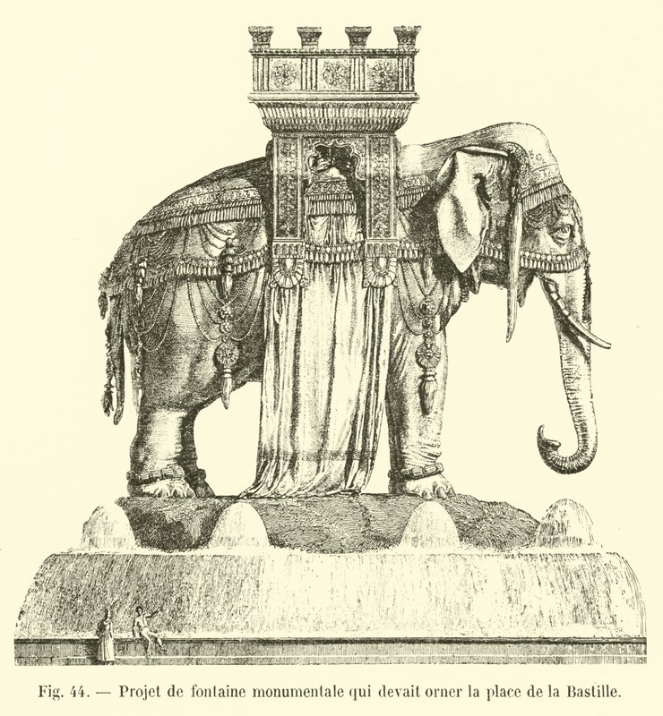Projet de fontaine monumentale qui devait orner la place de la Bastille - French School