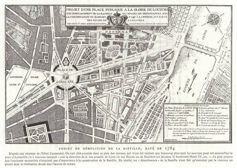 Propositions pour une place publique dédiée à la gloire de Louis XVI de France, Paris, 1784 - French School