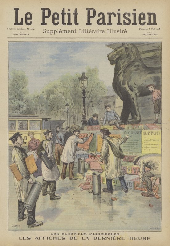 Affichage de posters pour les élections municipales françaises - French School