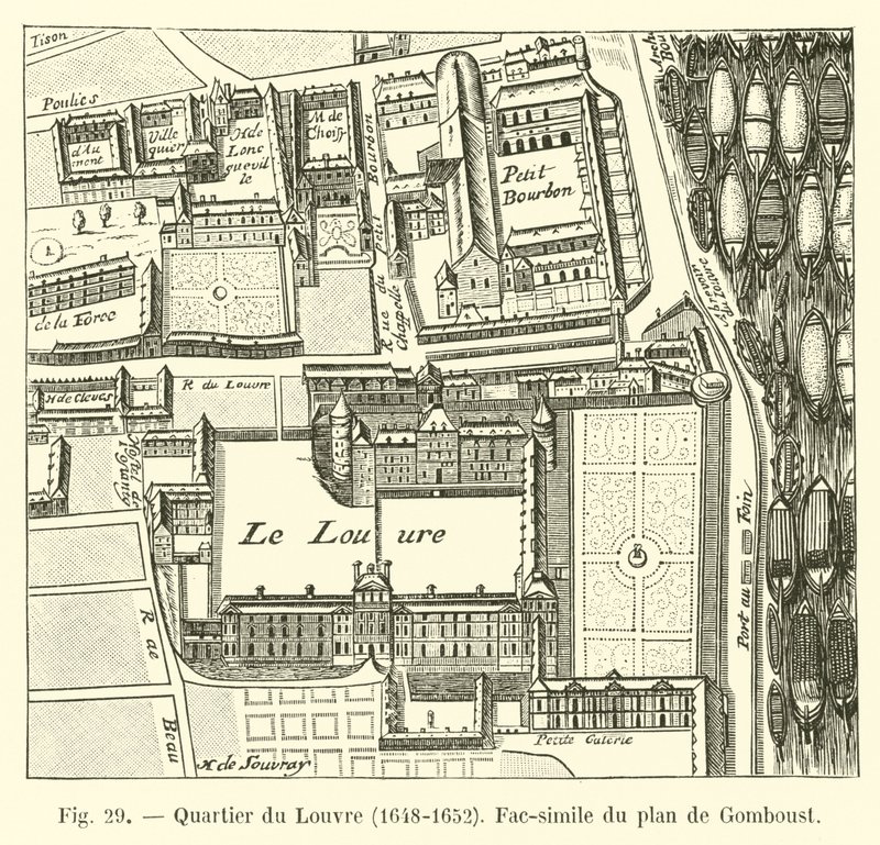 Quartier du Louvre, 1648-1652, Fac-similé du plan de Gomboust - French School