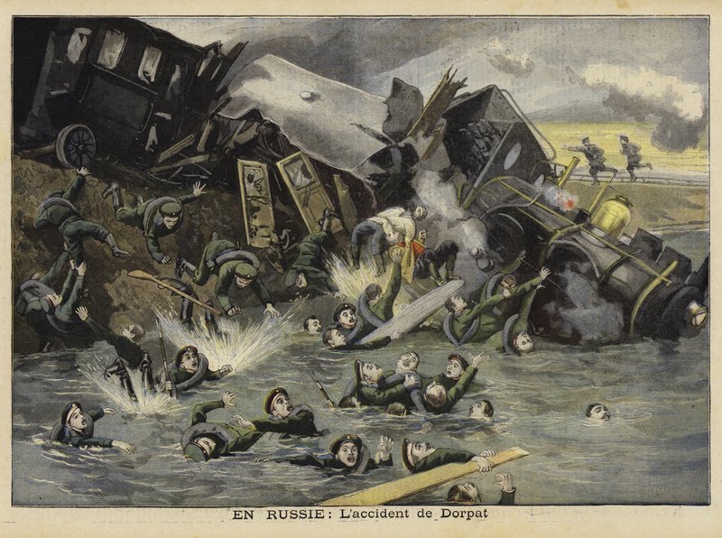 Accident ferroviaire à Dorpat, Russie, 1897 - French School