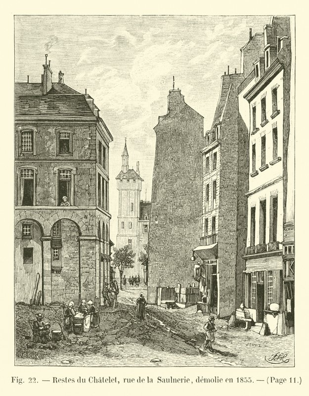 Restes du Châtelet, rue de la Saulnerie, démolie en 1855 - French School