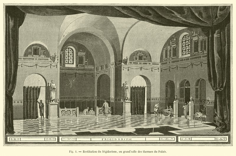 Restitution du frigidarium, ou grande salle des thermes du Palais - French School