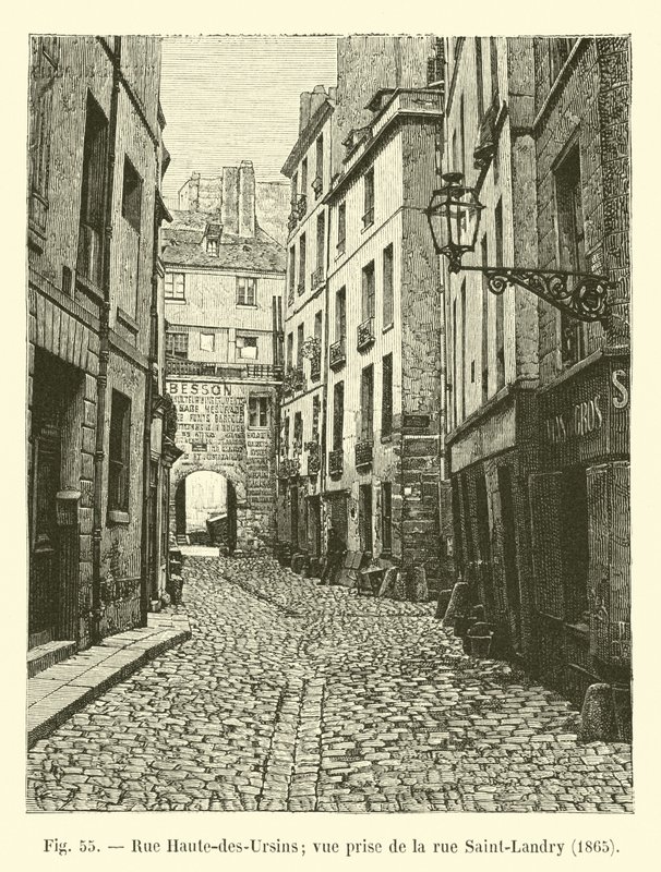 Rue Haute-des-Ursins; vue prise de la rue Saint-Landry, 1865 - French School