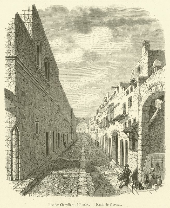 Rue des Chevaliers, à Rhodes - French School
