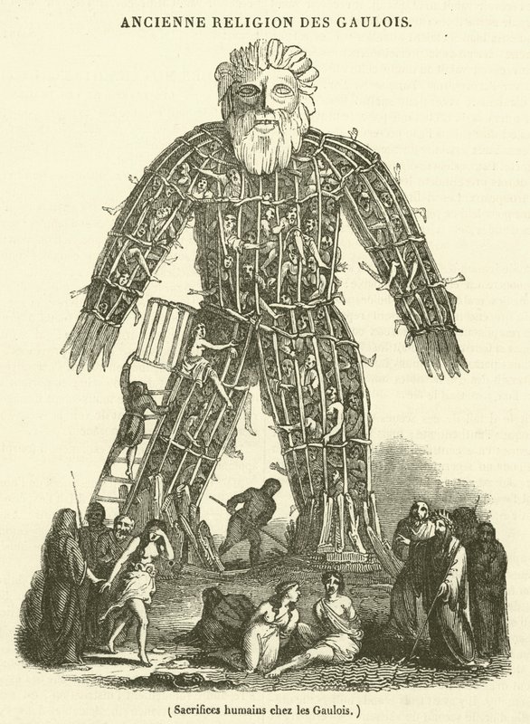 Sacrifices humains chez les Gaulois (engraving) - French School