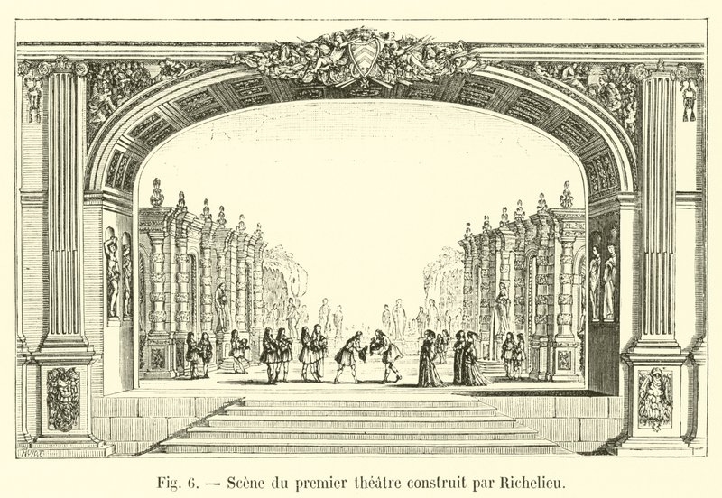 Scène du premier théâtre construit par Richelieu - French School