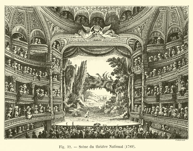 Scène du théâtre National, 1789 - French School