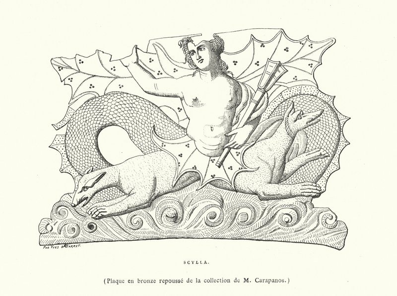 Scylla, plaque de bronze grecque antique - French School