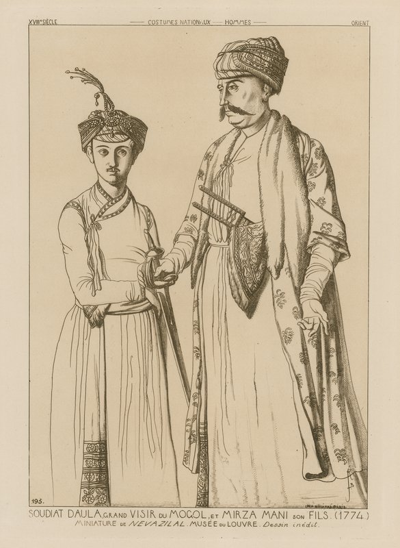 Soudiat Daula, Grand Vizir des Mongols et son fils, Mirza Mani (1774) - French School