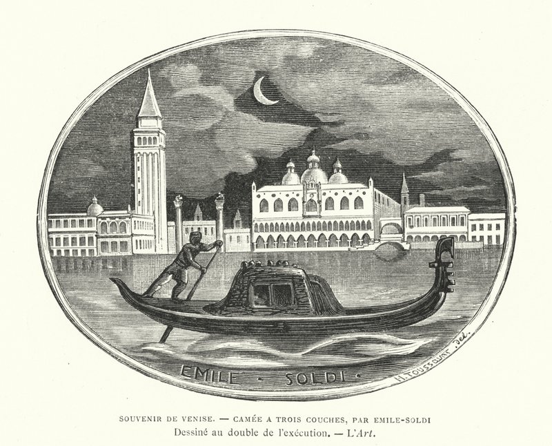 Souvenir de Venise, camée conçu par le sculpteur français Émile Soldi - French School