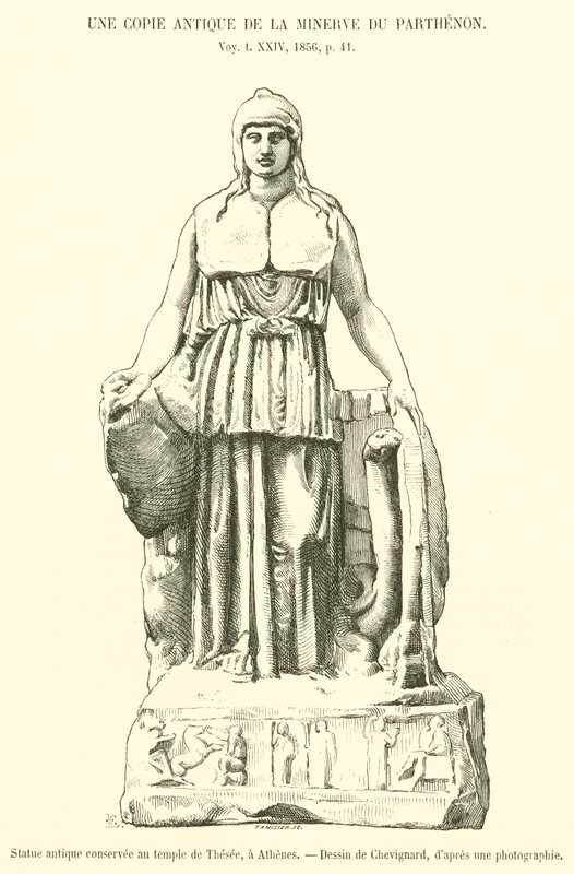 Statue antique conservée au temple de Thésée, à Athènes - French School