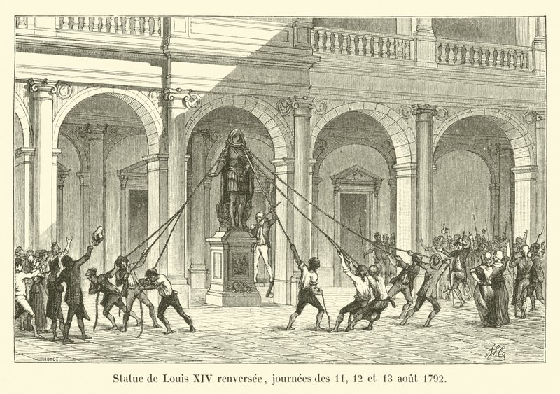Statue de Louis XIV renversée, journées des 11, 12 et 13 août 1792 - French School