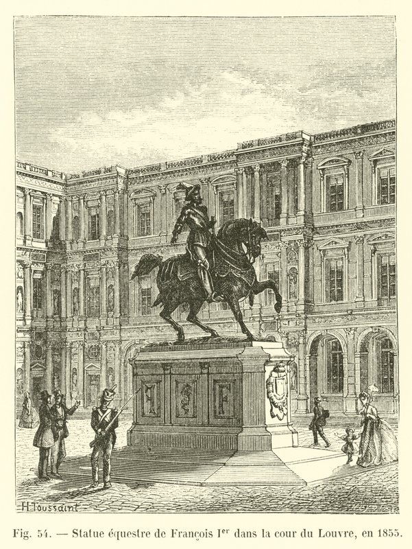 Statue équestre de François Ier dans la cour du Louvre, en 1855 - French School
