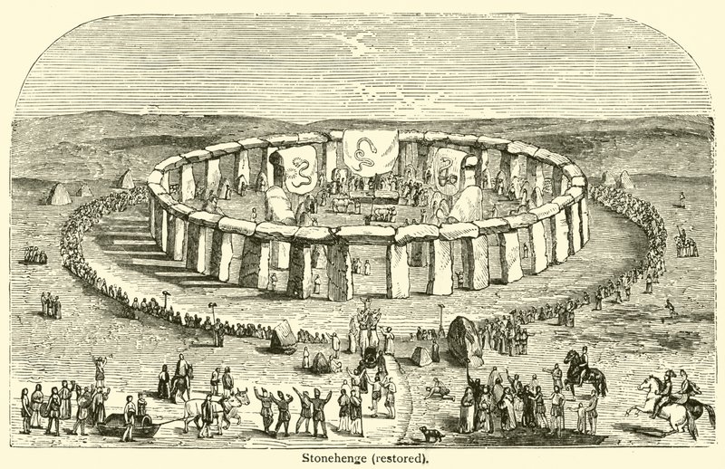 Stonehenge, restauré (gravure) - French School