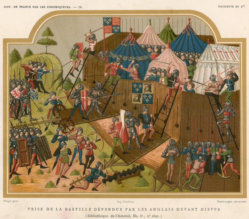 Prise du château défendu par les Anglais avant Dieppe - French School
