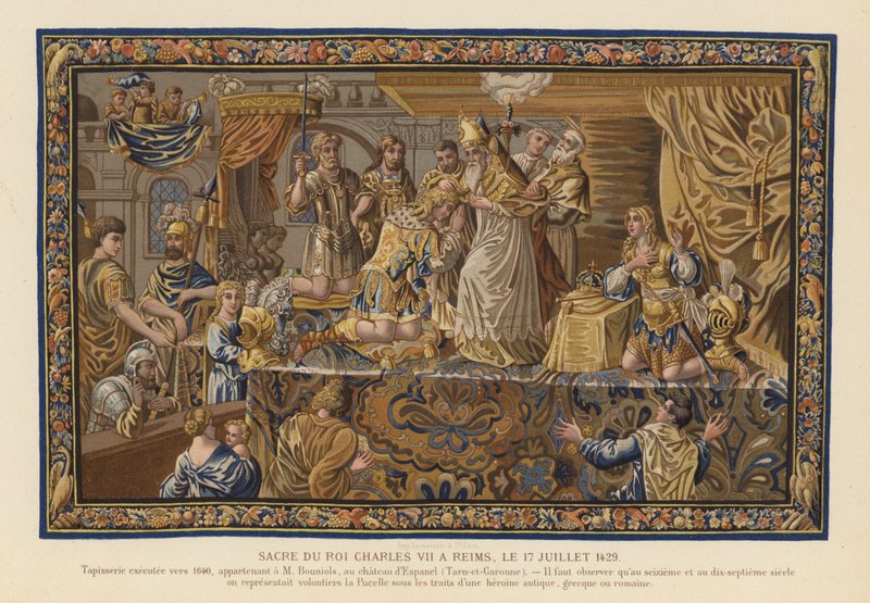 Tapisserie représentant le couronnement du roi Charles VII de France, Reims - French School