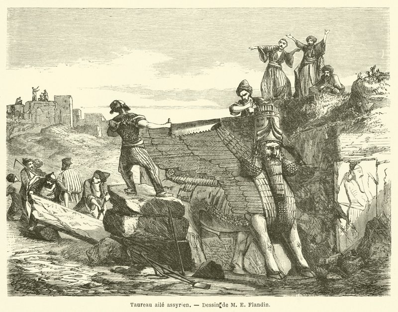 Taureau ailé assyrien - French School
