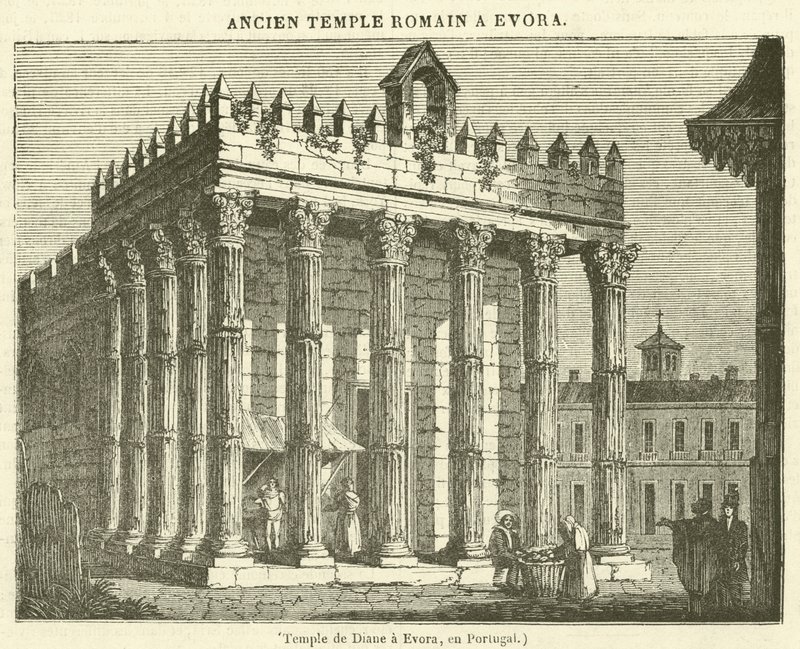 Temple de Diane à Évora, au Portugal - French School